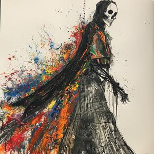 fashion  drawing  skeleton  cloak  GrimReaper  cape  illustration  dark  runway  surreal 1071781