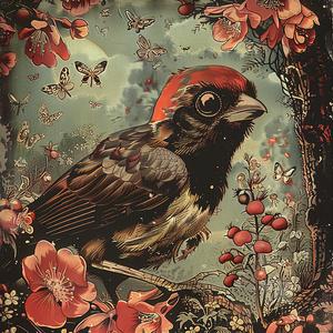 bird  flowers  painting  chromolithography  colorful  nature  floral  illustration  artwork  vibrant 1050855