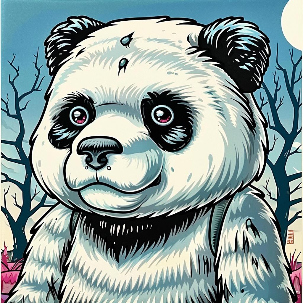 panda  bear  cartoon  humorous  character  cute  vivid  pink  playful  animal 1032989
