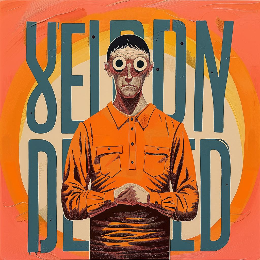 man  orange  shirt  glasses  poster  quirky  vibrant  character  illustration  artistic 950365