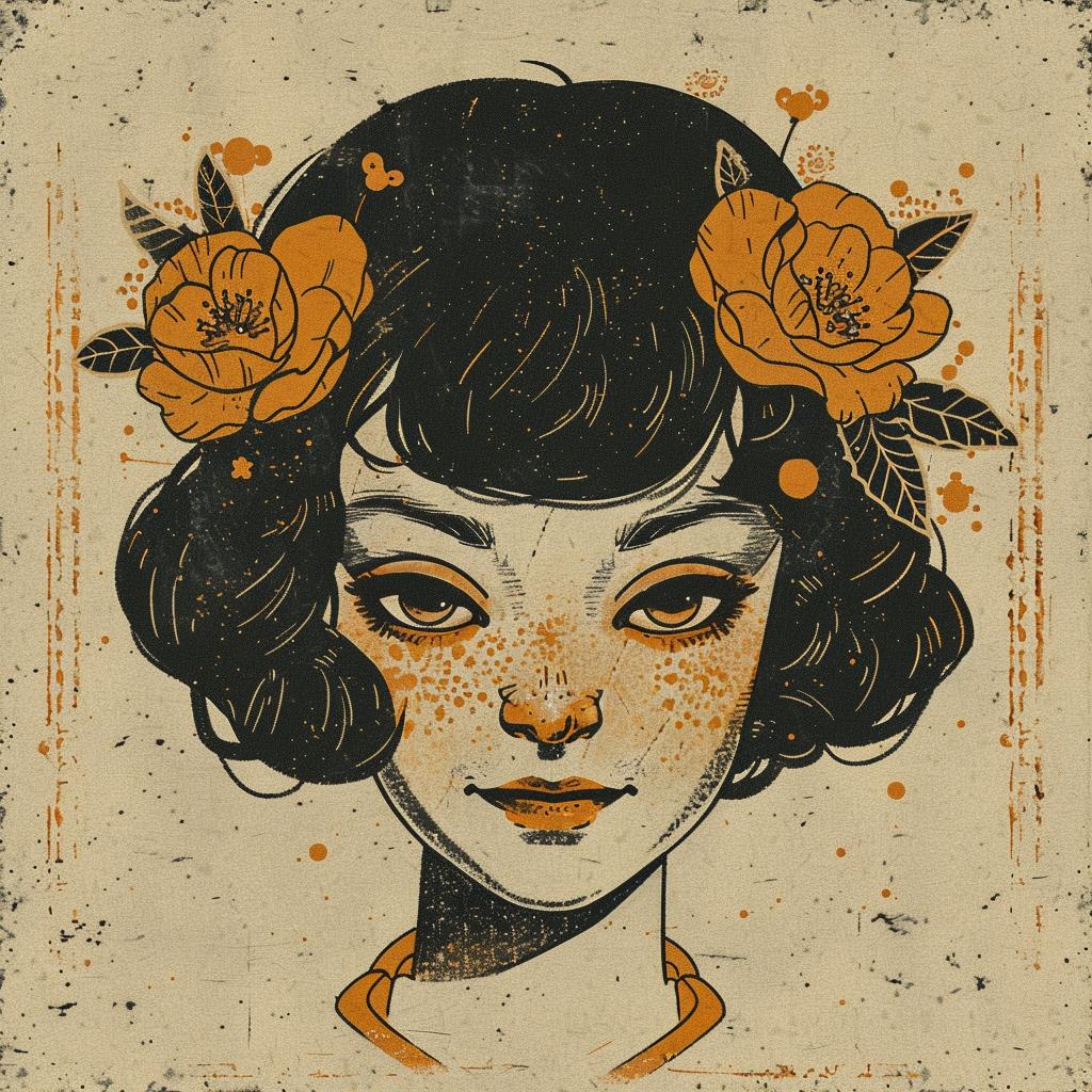flowerpunk  illustration  girl  flowers  hair  whimsical  colorful  artnouveau  portrait  style 926384