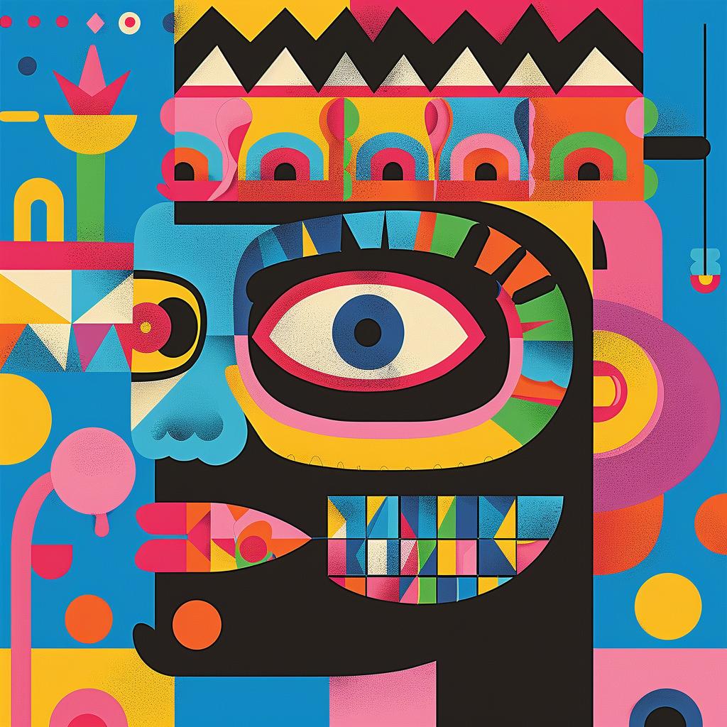 creative  surreal  album  cover  aztec  art  man  crown  colorful  design 977533