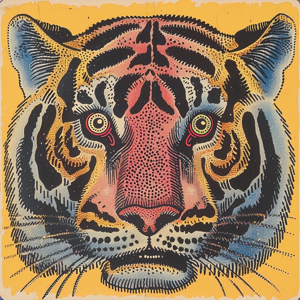 tiger  yellow  background  animal  vivid  bold  art  painting  expressionist  colorful 916984