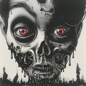 zombie  face  red-eyes  city  urban  dark  horror  portrait  illustration  graphic 1072962