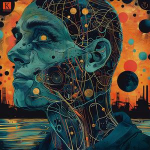 man  dots  art  Kirby  surrealism  pointillism  gold  indigo  illustration  vintage 1076284