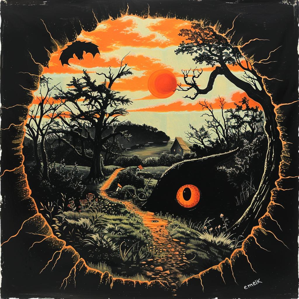 provocative  naturalistic  dark  forest  sun  orange  black  spiritual  trees  introspective 927620