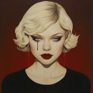 ArtDeco  blonde  lady  fangs  redLipstick  dramatic  gothic  portrait  TroyBrooks  feminine 1074643