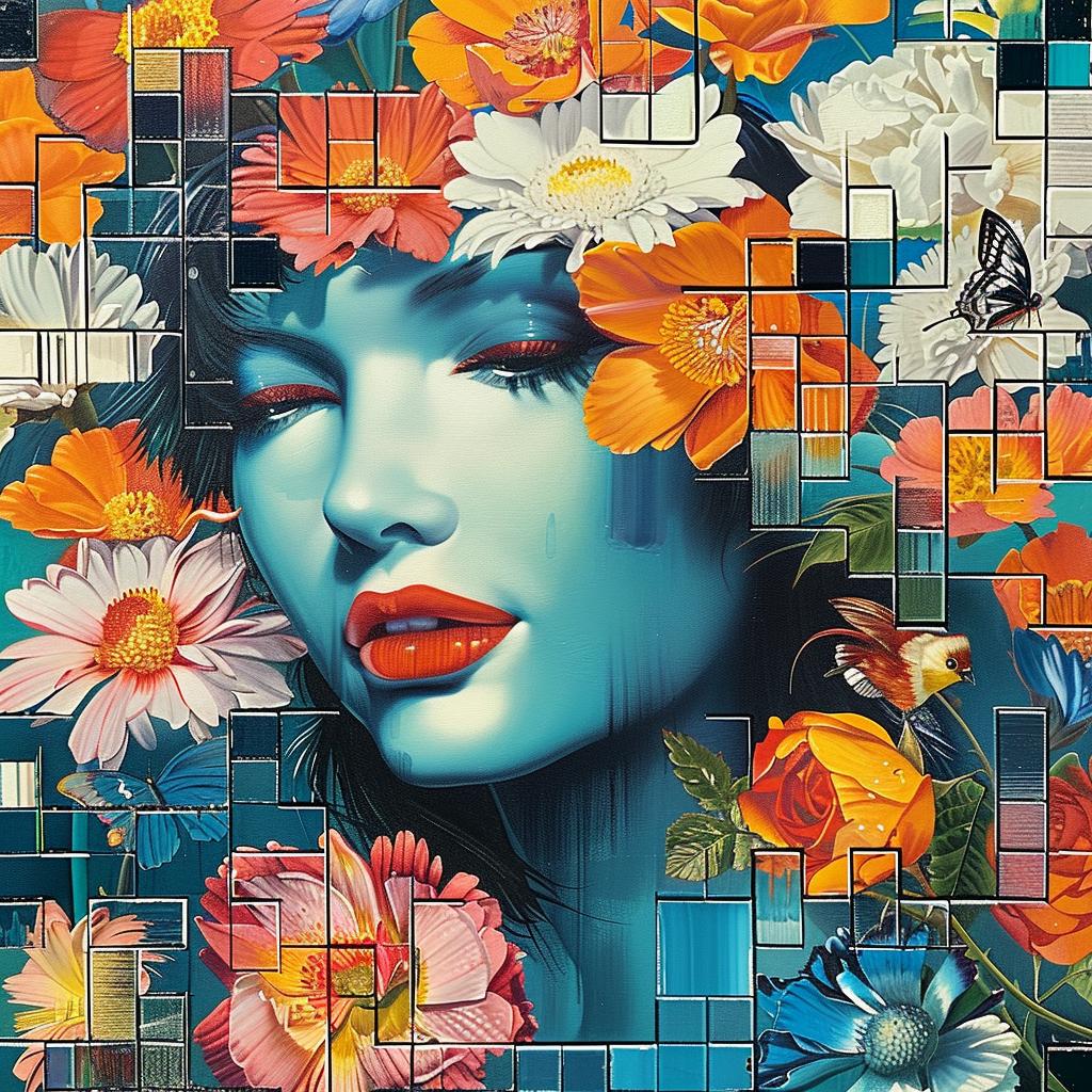 woman  flowers  face  teal  orange  painting  flowerpunk  dreamy  nature  artistic 963622