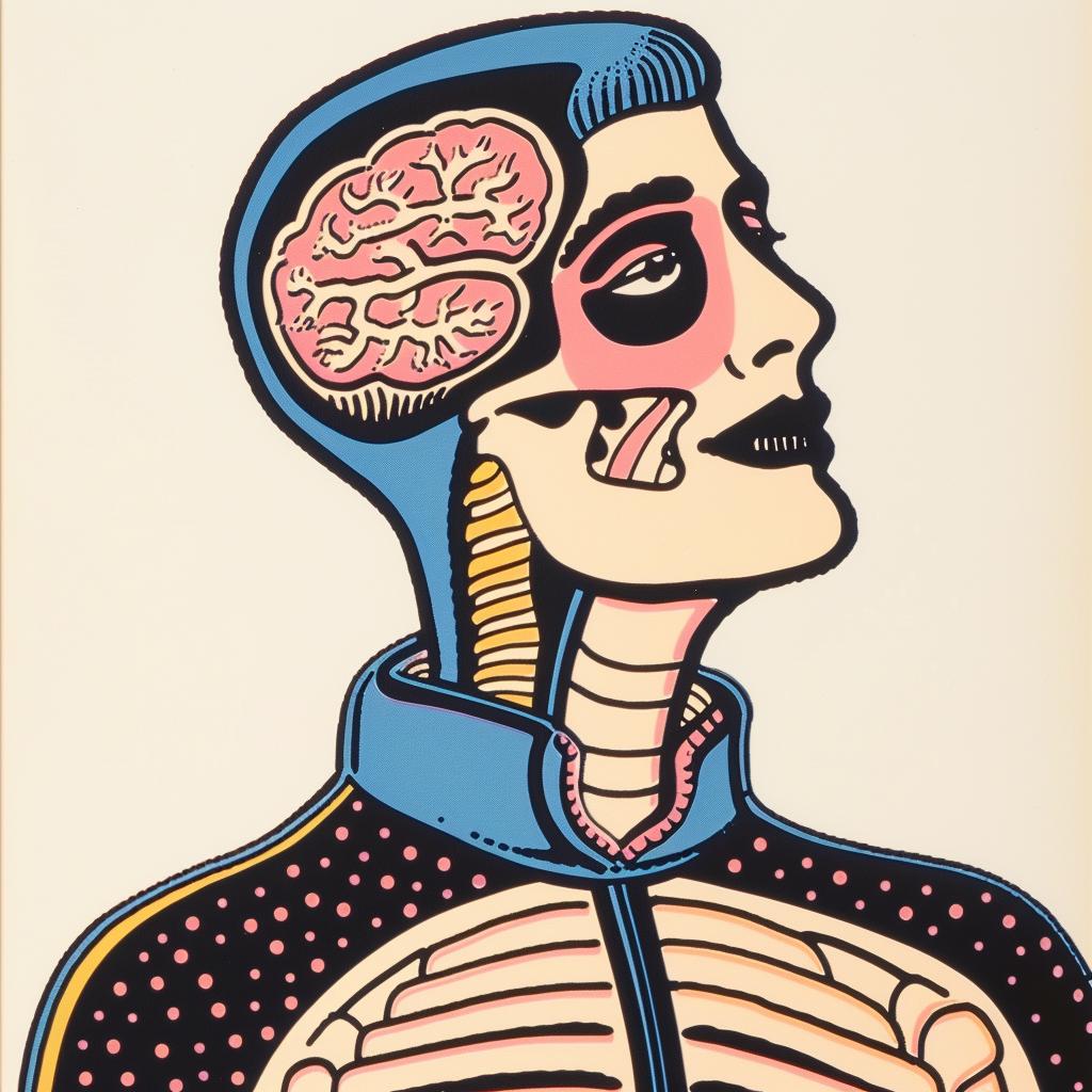 surreal  anatomical  poster  skeleton  brain  minimal  Nychos  art  creative  design 961601