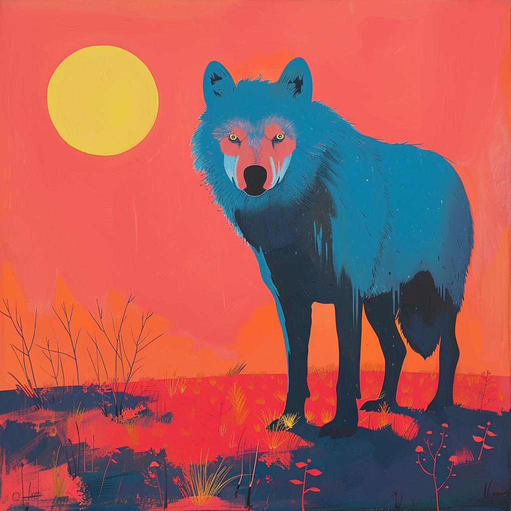 surreal  album  cover  wolf  sunset  painting  creative  chubby  landscape  vibrant 978395