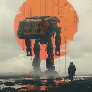 man  robot  walking  giant  illustration  art  vintage  Rozalski  Levers  design 1068203