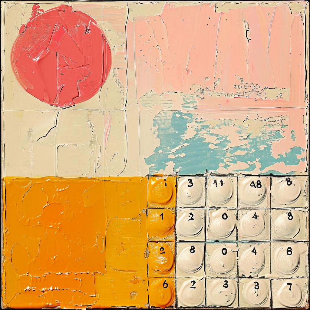 encaustic  paint  impasto  palette-knife  square  red  sun  artwork  colorful  design 1016066