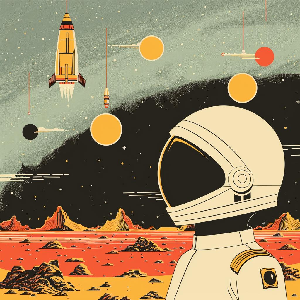 album  surreal  astronaut  space  rocket  planets  creative  colorful  design  2001 978603