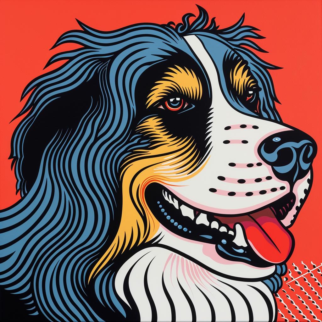 dog  background  stripes  pulsar  waves  colorful  abstract  red  blue  white 1025004