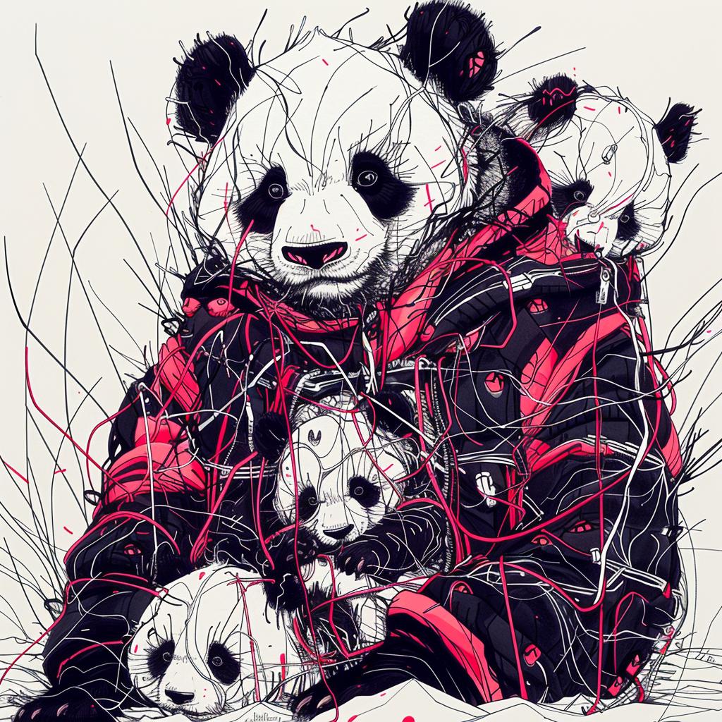 creative  surreal  drawing  panda  bear  babies  ominous  occult  illustration  art 939471
