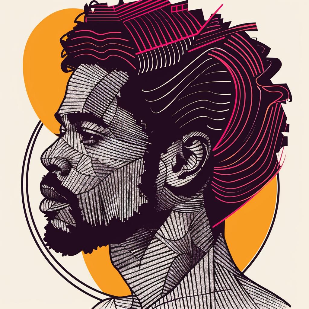 Pop  Art  African-American  man  portrait  digital  white  background  stylized  beard 937448
