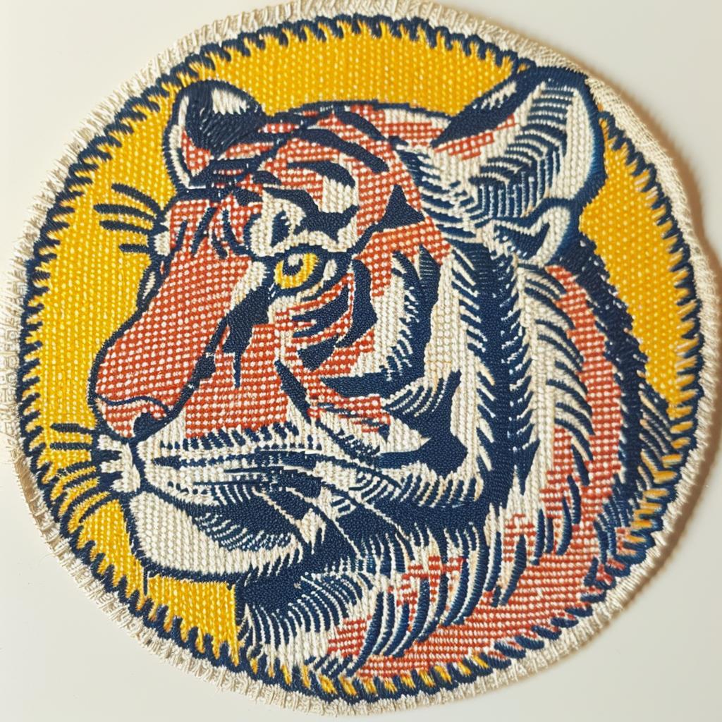 vintage  tiger  patch  embroidery  fabric  illustration  design  art  animal  circle 962525