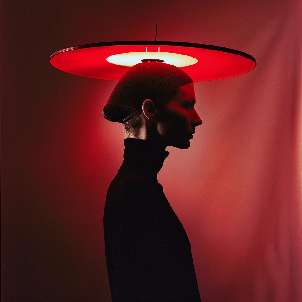 surreal  photo  lifestyle  unusual  lighting  glow  cyborg  woman  red  hat 1027016