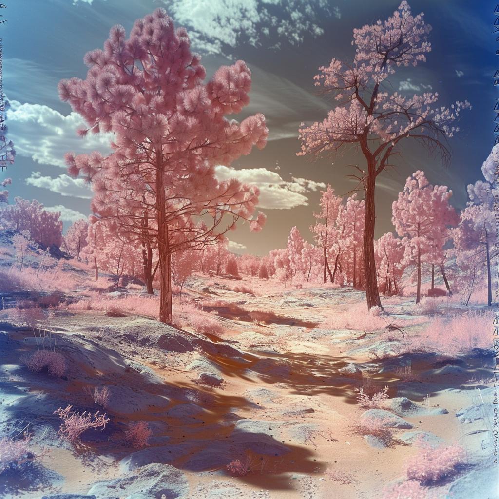 virtual  space  Mars  dreamy  infrared  forest  trees  pink  fantasy  landscape 1016913