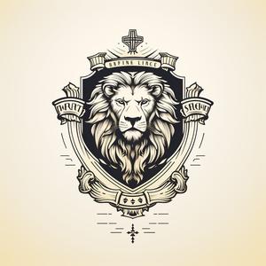 lion  badge  cross  shield  emblem  design  bold  symmetry  black  floral 1078860