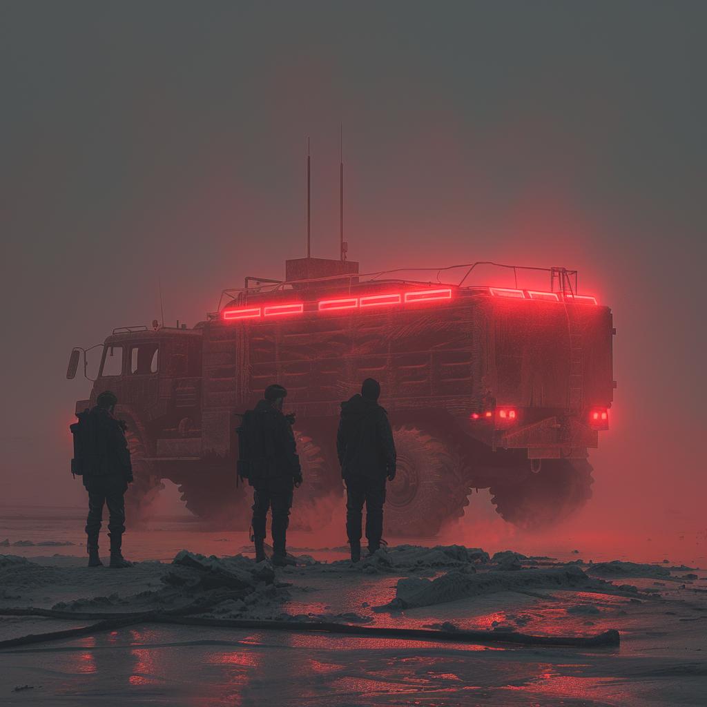men  truck  lights  red  night  futuristic  design  art  landscapes  style 927765