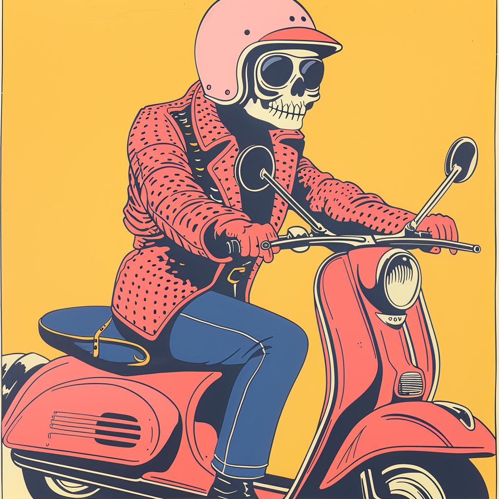 skeleton  scooter  surreal  lighting  glow  volumetric  natural  horror  art  poster 962850