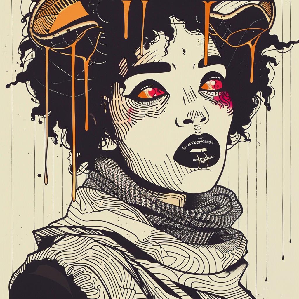 horns  scarf  woman  TroyBrooks  PopArt  abstract  fantasy  illustration  design  colorful 939258