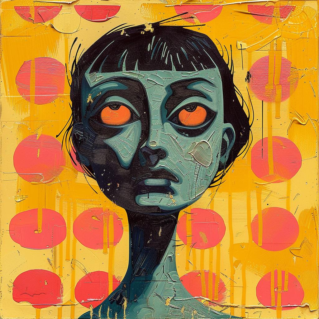 encaustic  paint  woman  red  eyes  impasto  colorful  abstract  vivid  expression 950449