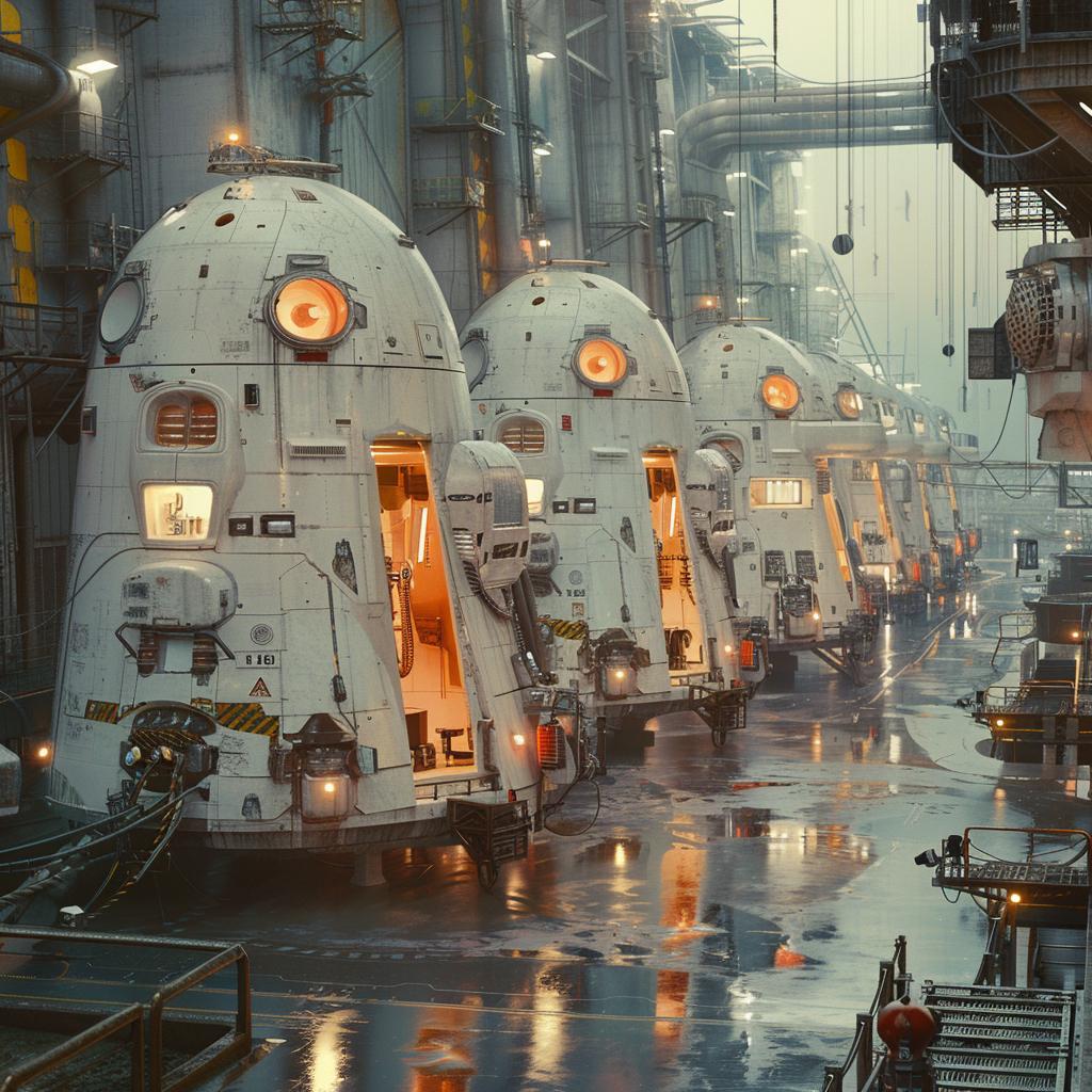 futuristic  factory  spaceships  industrial  ceramic  photography  Chris Foss  Simon Stalenhag  glow  lighting 965116