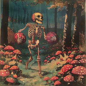 skeleton  red  ball  woods  chromolithography  poster  art  graphic  color  mysterious 1050396