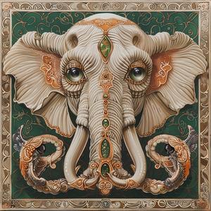 surreal  album  cover  elephant  intricate  designs  face  symbolist  hyper-realistic  risograph 1079171