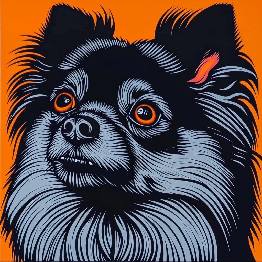 dog  pomeranian  black  gray  painting  design  cute  background  orange  art 973628