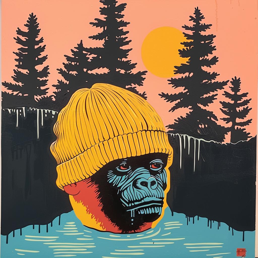 gorilla  hat  sun  background  painting  creative  surreal  album  cover  Joan 978010