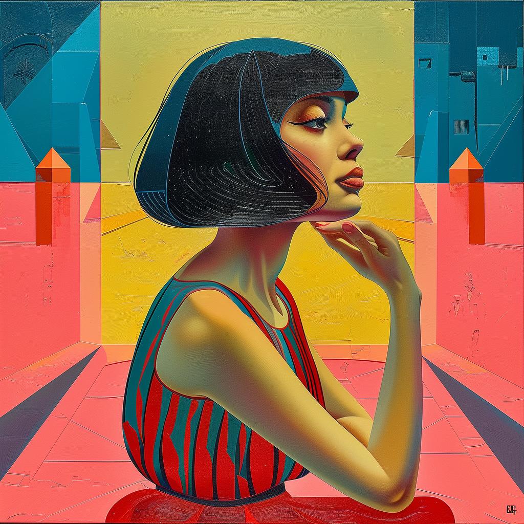 painting  woman  black  bob  portrait  modern  artistic  expressionist  individual  style 966079