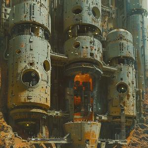 هندسة معمارية مستقبلية، تصميم سايبورغ، صحراوي، معقد سريالي، بنية تحتية حضرية، رسوم بيانية 1074834