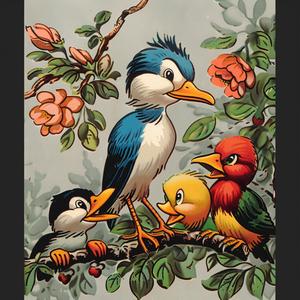 لوحة كرومو ليثوغرافية، طائر، غصن، فن، طبيعة، رسم توضيحي، تصميم متوسط، 1049186