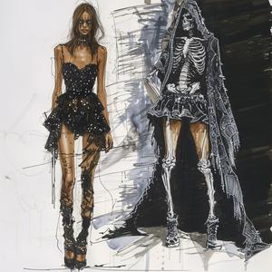fashion  drawing  skeletons  woman  dress  sketch  artistic  catwalk  characters  style 1071824