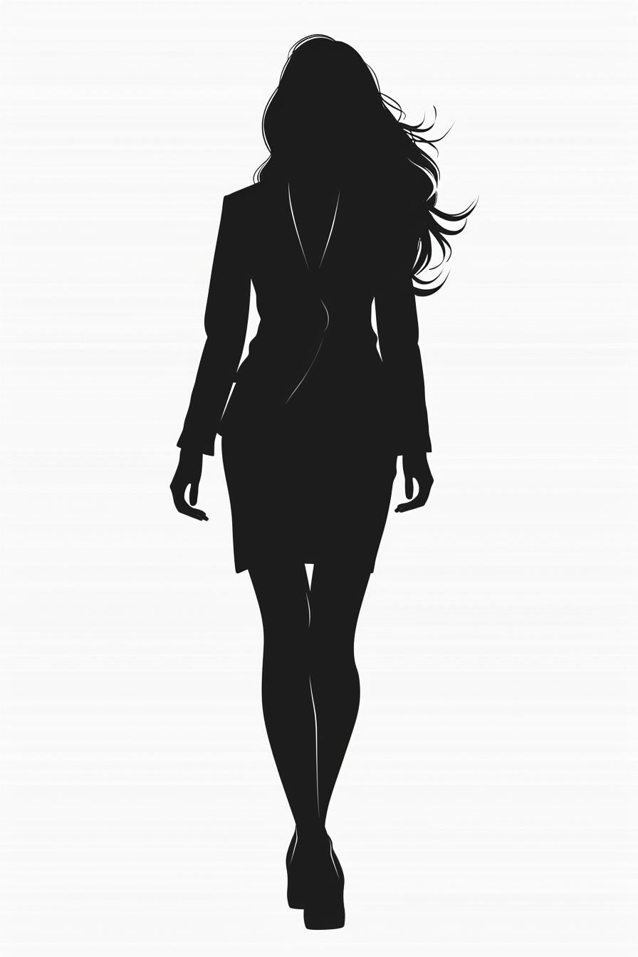 صورة ظلية لامرأة بملابس عمل، خلفية بيضاء، بدلة احترافية، SVG 954006