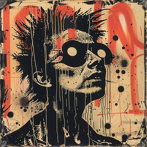 chromolithography  punk  rock  painting  man  black  orange  background  artwork  vivid 1051912