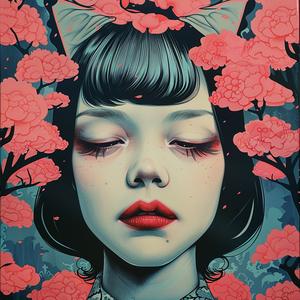 surreal  painting  girl  flowers  hair  risograph  symbolist  hyper-realistic  creative  beauty 1077599
