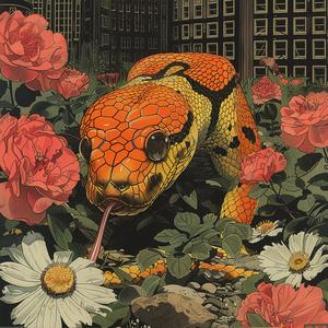 snake  garden  flowers  chromolithography  nature  vivid  colorful  wildlife  art  botanical 1052693