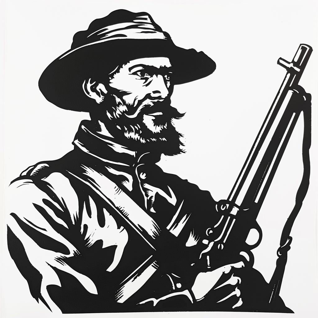 silhouette  soldier  CivilWar  vintage  icon  emblem  linocut  tattoo  blackwhite  bold 952081