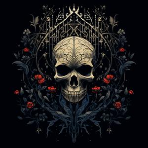 symmetrical  dark  occult  minimal  Japanese  elements  badge  floral  skull  vines 1078756