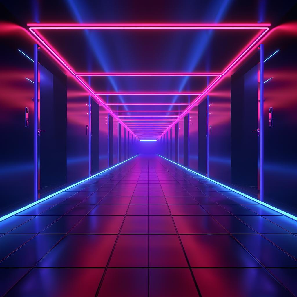 neon  hallway  blue  pink  lighting  outrun  dark  futuristic  vibrant  corridor 1032255