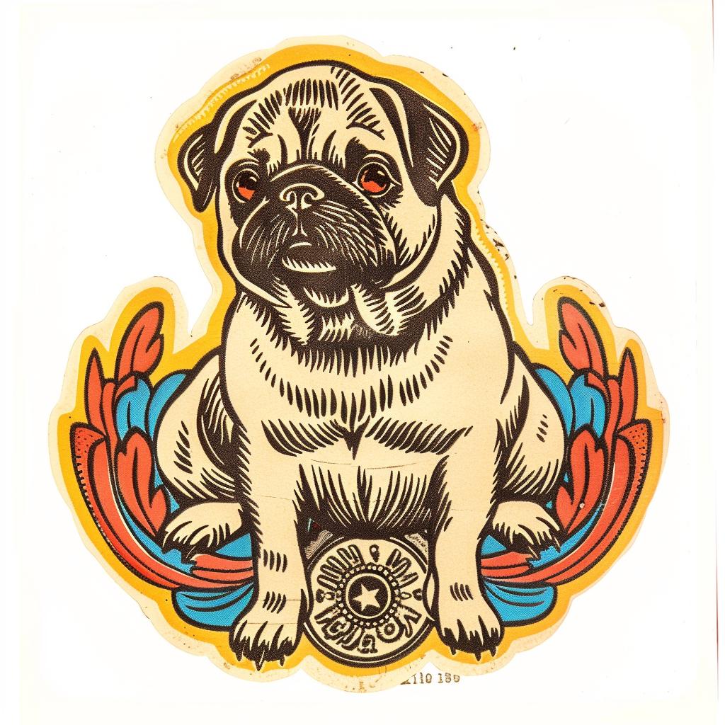 pug  sticker  dog  white  background  sitting  cute  animal  pets  illustration 942936