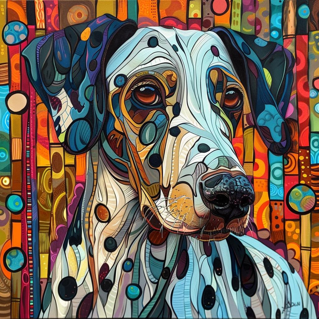 Dalmatian  dog  colorful  pattern  canvas  vibrant  artwork  whimsical  composition  playful 938609