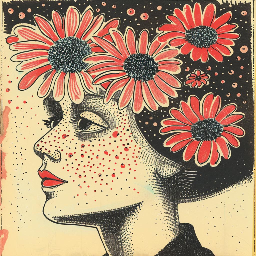 drawing  woman  flowers  hair  flowerpunk  art  Francesco  Francavilla  cream  pink 916067