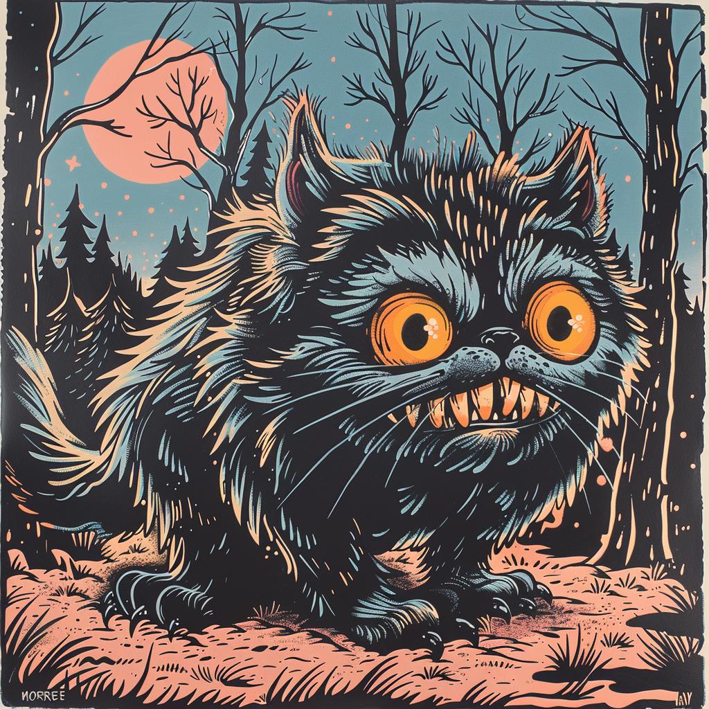 cat  woods  illustration  Sendak  naturalistic  spiritual  terror  dark  arts  poster 930246