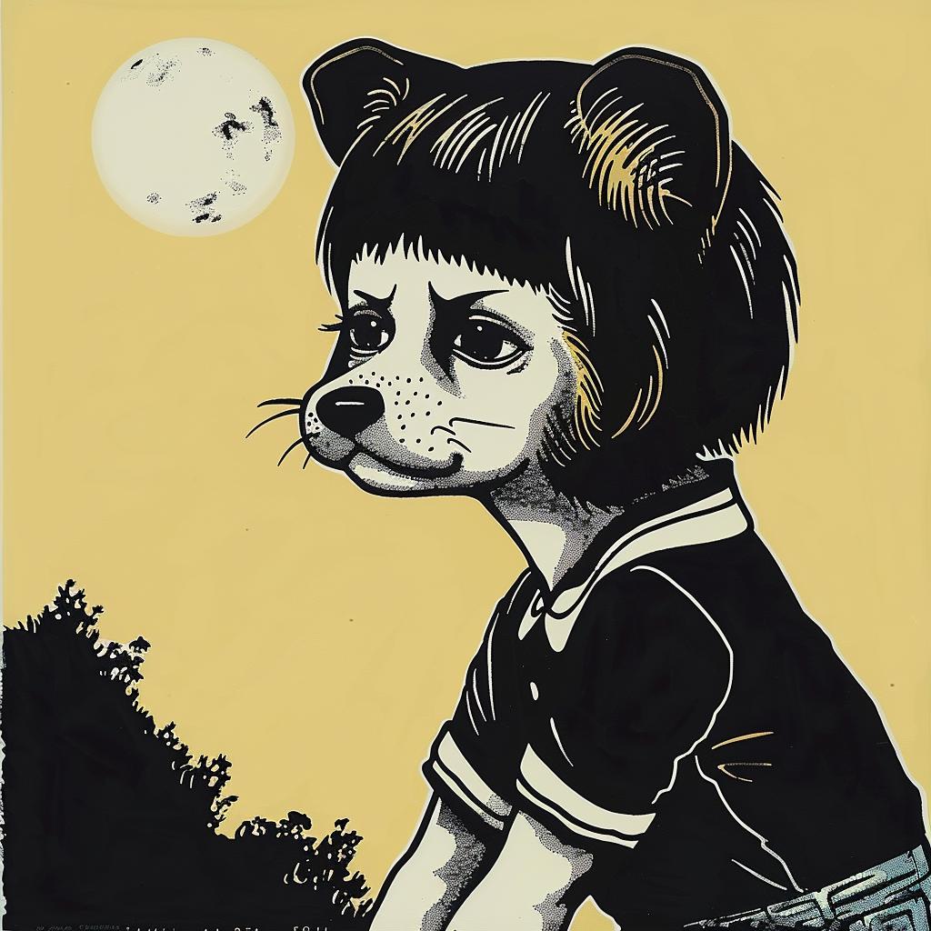 dog  painting  moon  night  nature  illustration  animal  realistic  artwork  whimsical 967071