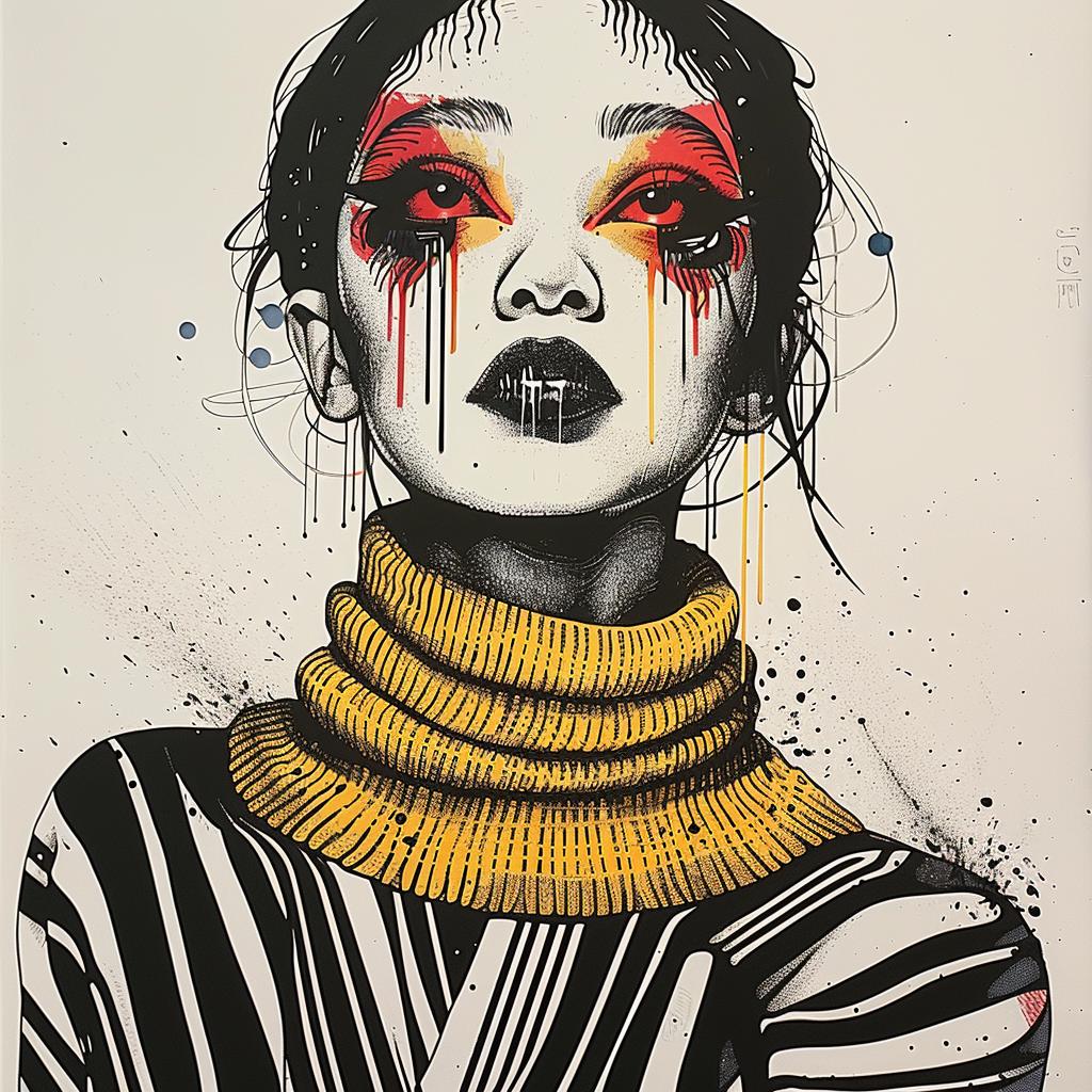 PopArt  sweater  woman  eyes  makeup  dripping  TroyBrooks  background  stylized  expression 939500